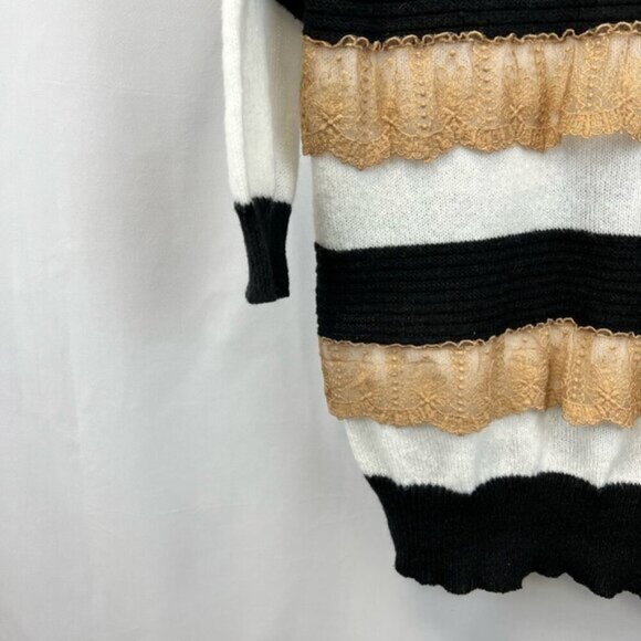 Shein Womens Sweater Dress Multicolor Striped Lace Crew Neck Long Sleeve Knit L - Picture 9 of 11
